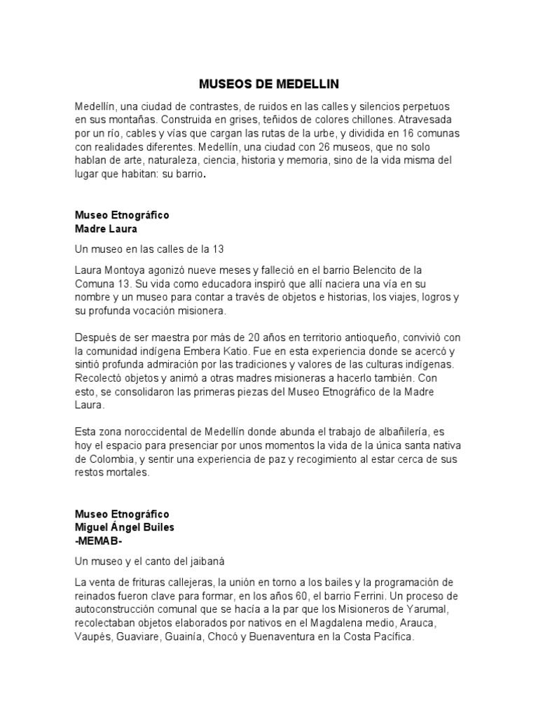 Museos Y Archivos De Medellin Pdf Museo Colombia