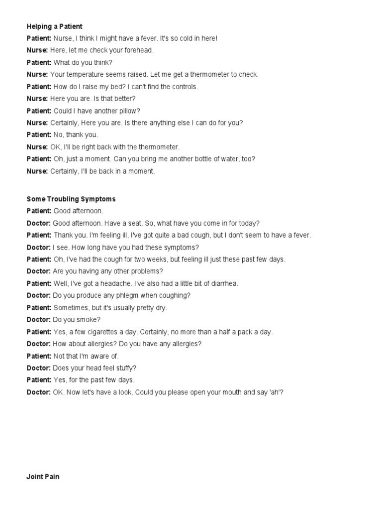 DIALOGUES | PDF | Physical Examination | Clinical Medicine