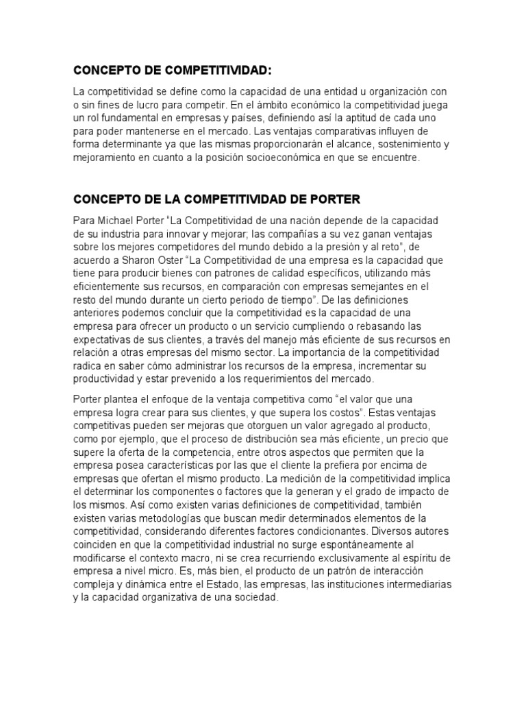 Definición y Elementos de Competitividad | PDF | Mercado (economía ...