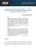 Percepção da qualidade da informação em recursos da Web utilizados nas atividades de ensino e pesquisa da Universidade Federal do Paraná