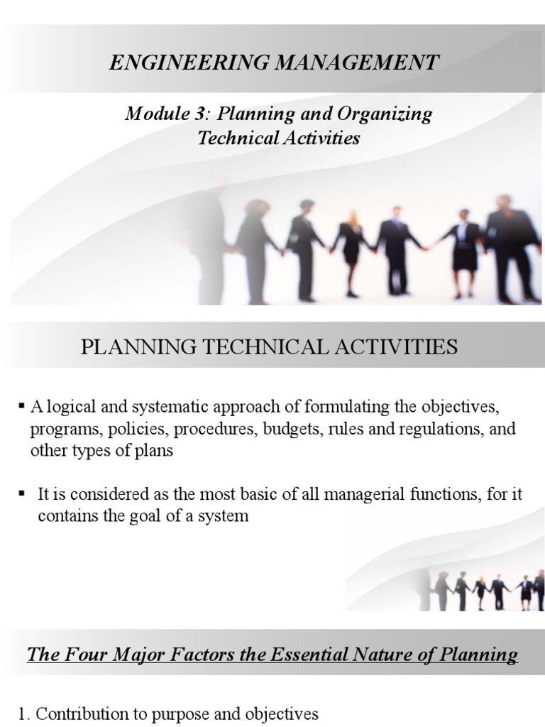Organizing Technical Planning Activities | PDF | Business | Art