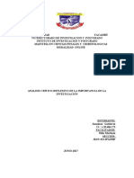 Analisis Critico Su Clasificasion e Importancia de La Investigación