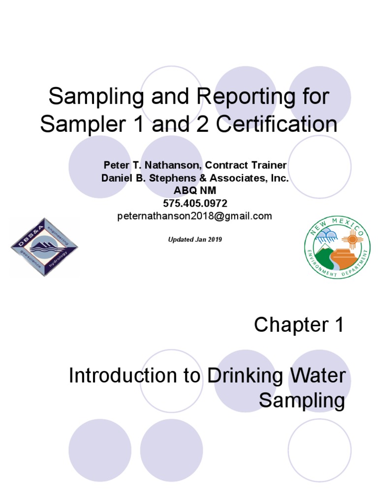Drinking Water Sampling PDF Ph Hydroxide