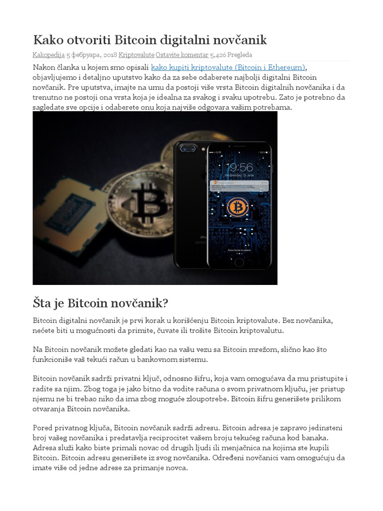 Kako Otvoriti Bitcoin Digitalni Novčanik | PDF