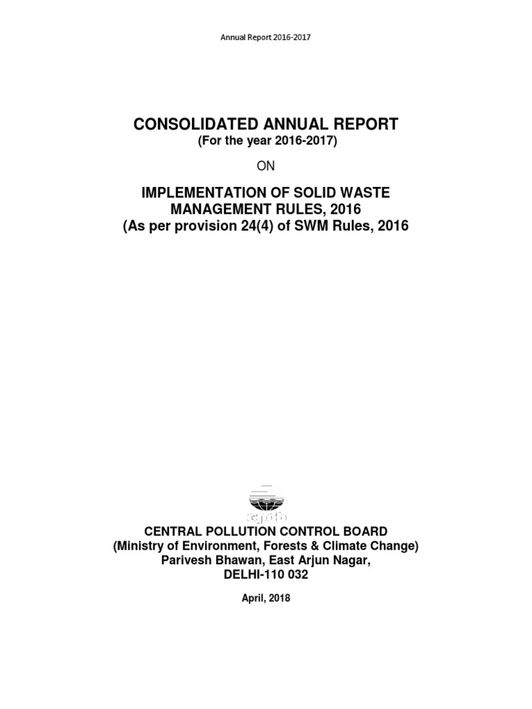 MSW AnnualReport 2016-17 | PDF | Municipal Solid Waste | Waste Management