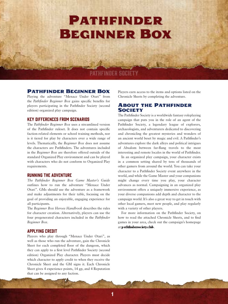 Pathfinder Beginner Box About The Pathfinder Society | PDF | License ...