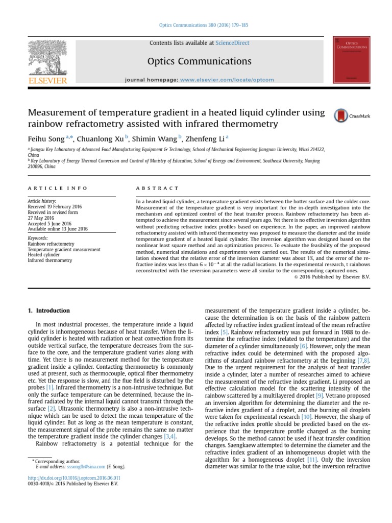 Temperature Gradient Measurement in Liquids | PDF | Rainbow ...