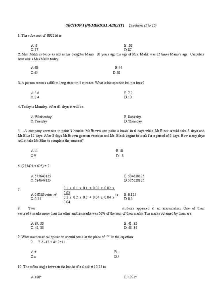 Numerical and Logical Ability Questions | PDF | World Wide Web ...