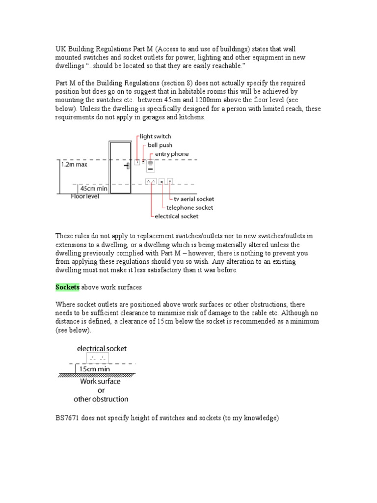 Uk Building Regulations Part M Ac Power Plugs And Sockets