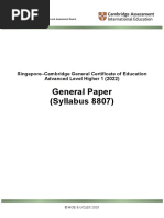 General Paper (Syllabus 8807) : Singapore-Cambridge General Certificate of Education Advanced Level Higher 1 (2022)