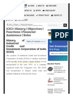 ICICI - History - Objectives - Functions - Financial Assistance - Roles