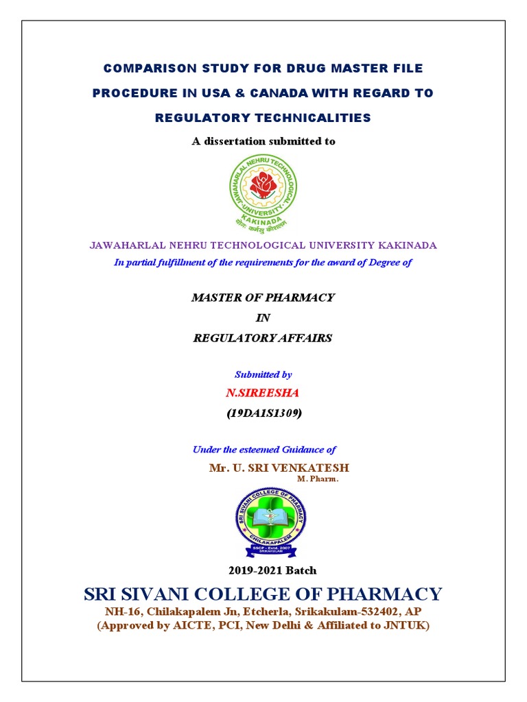 Sri Sivani College of Pharmacy | PDF | Doctor Of Philosophy | Thesis