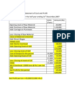 Solution of Advanced Cost Sheet