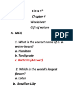 Class 5 Worksheet Gift of Nature A. MCQ 1. What Is The Correct Name of A. A. Water-Bears? A. Plankton B. Tardigrade