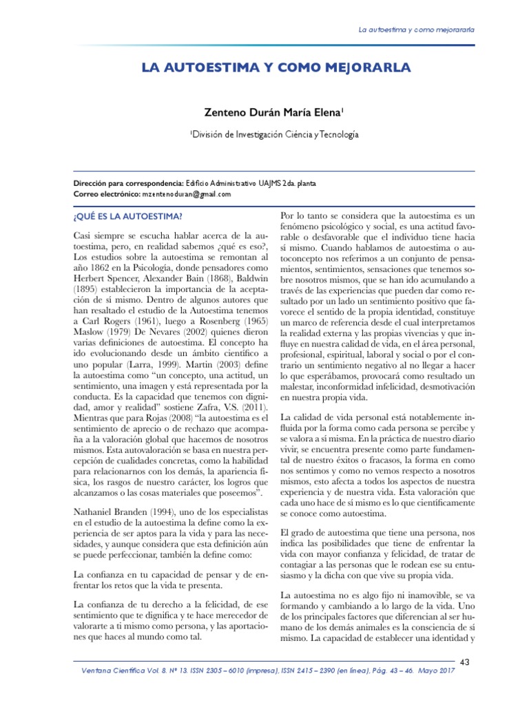 Mejora de la Autoestima en Adolescentes | PDF | Autoestima | Felicidad