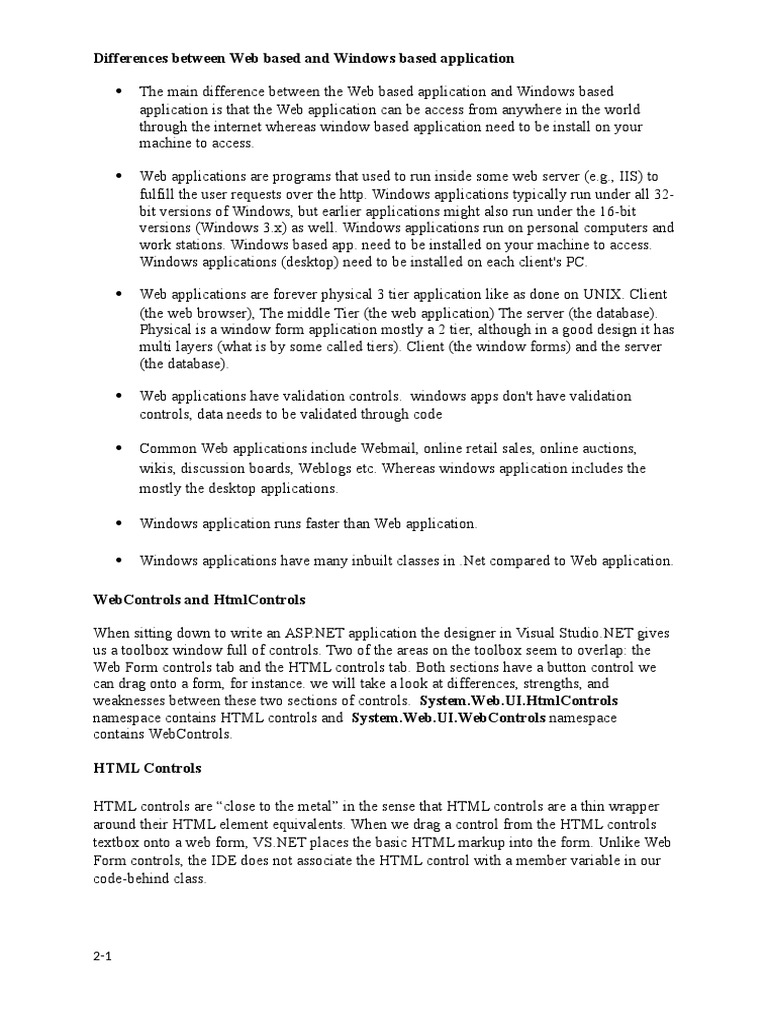 Differences Between Web Based and Windows Based Application | PDF ...