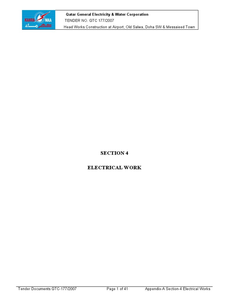 4-4 - Electrical Works Specs | PDF | Electric Motor | Fuse (Electrical)