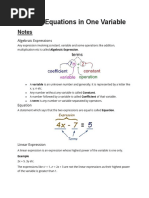 Linear Equations in One Variable