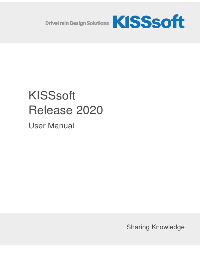 Kisssoft Release 2020 User Manual PDF Gear Mechanical Engineering