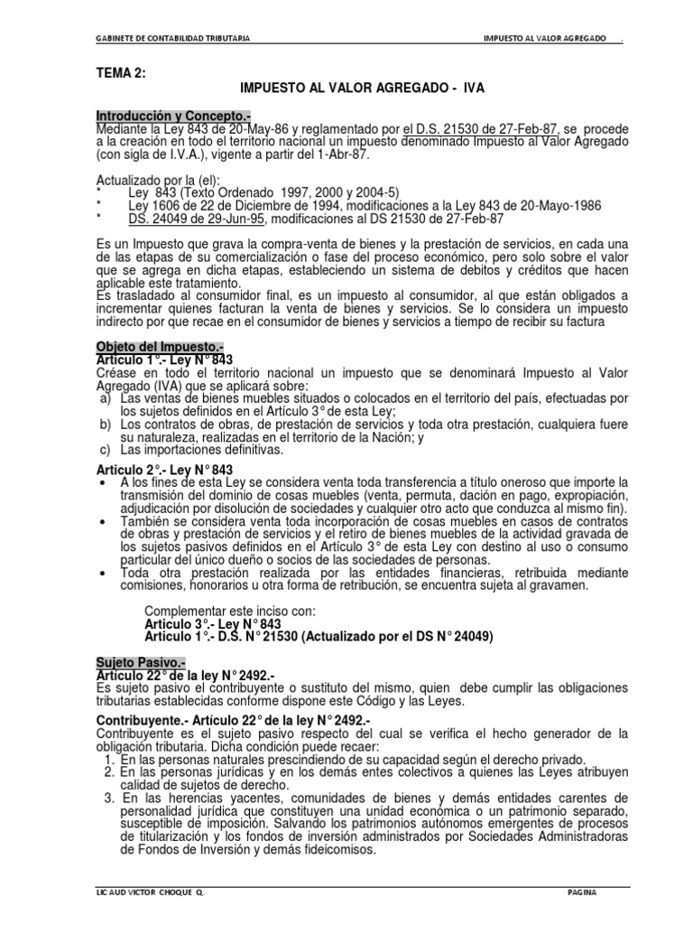 Guía Completa sobre el IVA en Bolivia | PDF | Impuestos | Impuesto al ...