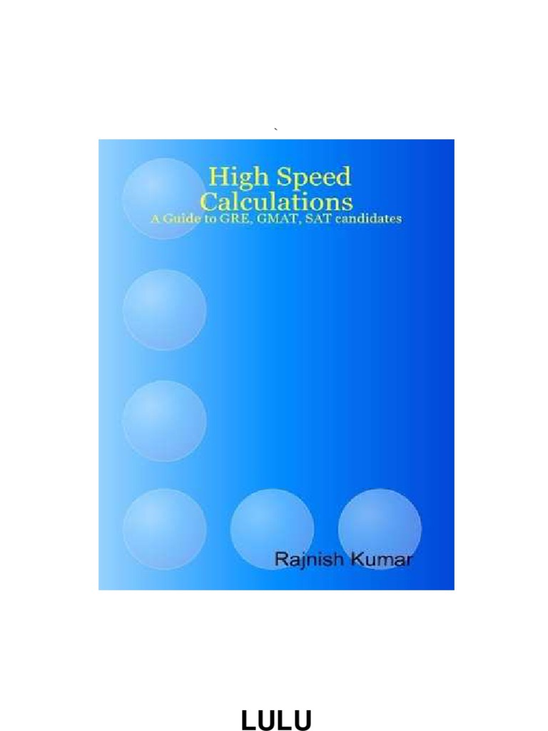 High Speed Calculations | PDF | Teaching Methods & Materials