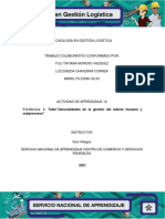 Evidencia 1: Taller"Generalidades de La Gestión Del Talento Humano y Subprocesos"