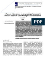 Influence of Job Stress On Employee Performance in NGOs in Kenya. A Case of Compassion International