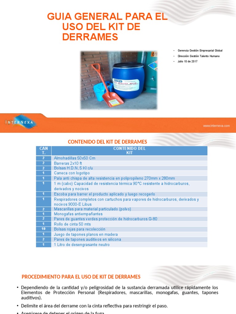 Procedimiento Kit de Derrames | PDF | Agua | Mercancías peligrosas