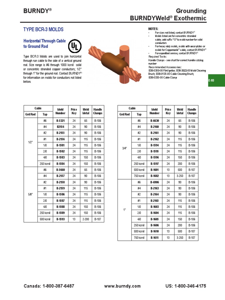Burndy Grounding Burndyweld Exothermic Type Bcr3 Molds PDF Secondary Sector Of The Economy