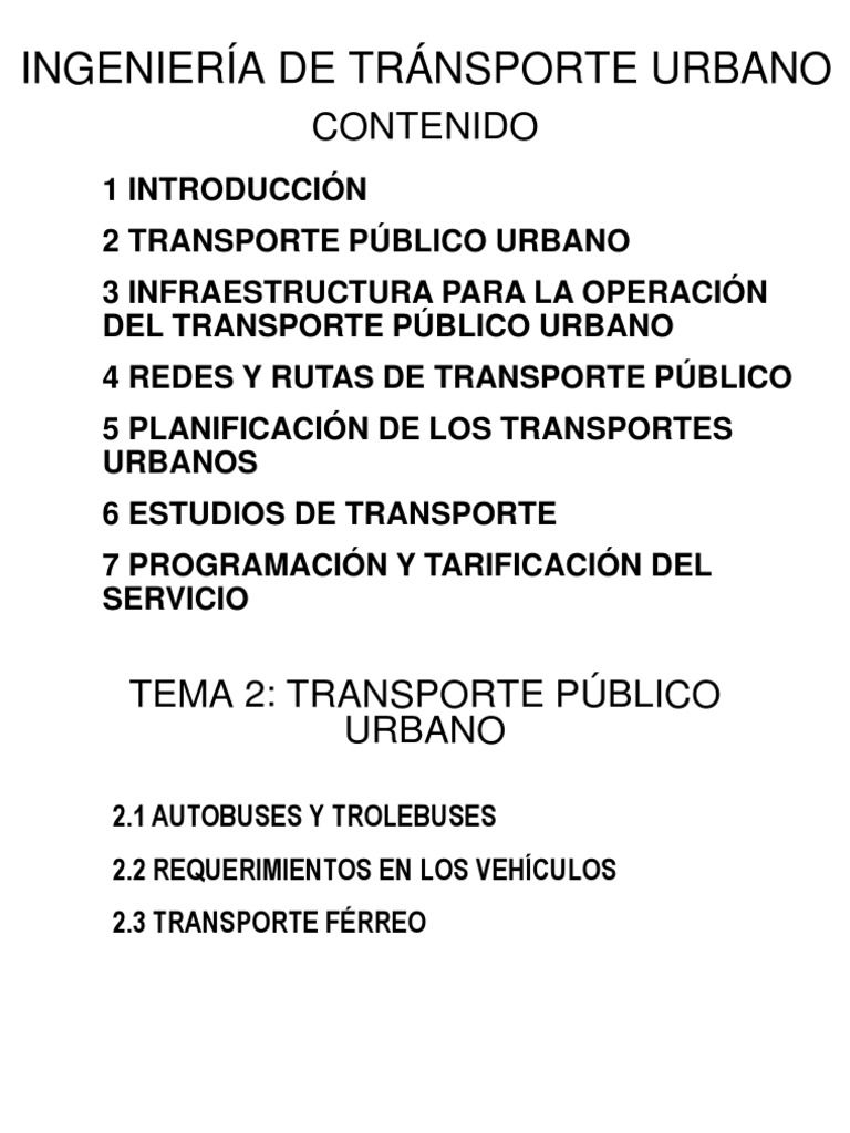 Características del Transporte Urbano | PDF | Transporte | Autobús