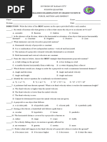 4th Periodic Test Grade 9 Science
