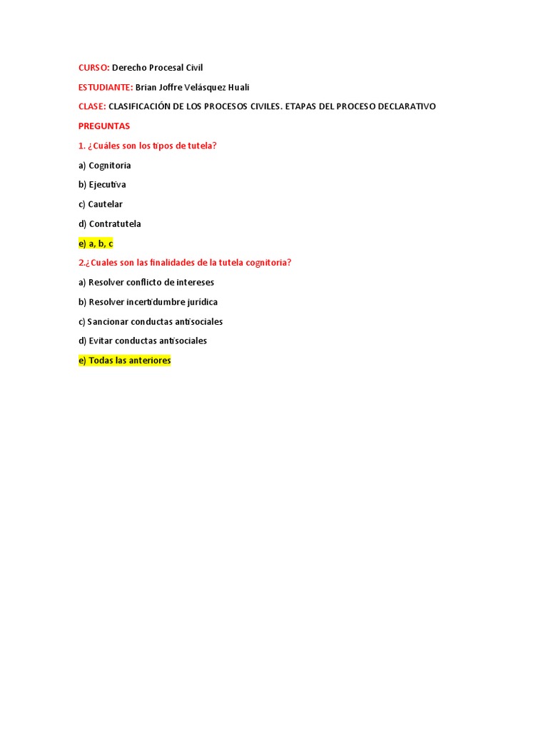 Clasificación de Los Procesos Civiles. Etapas Del Proceso Declarativo | PDF