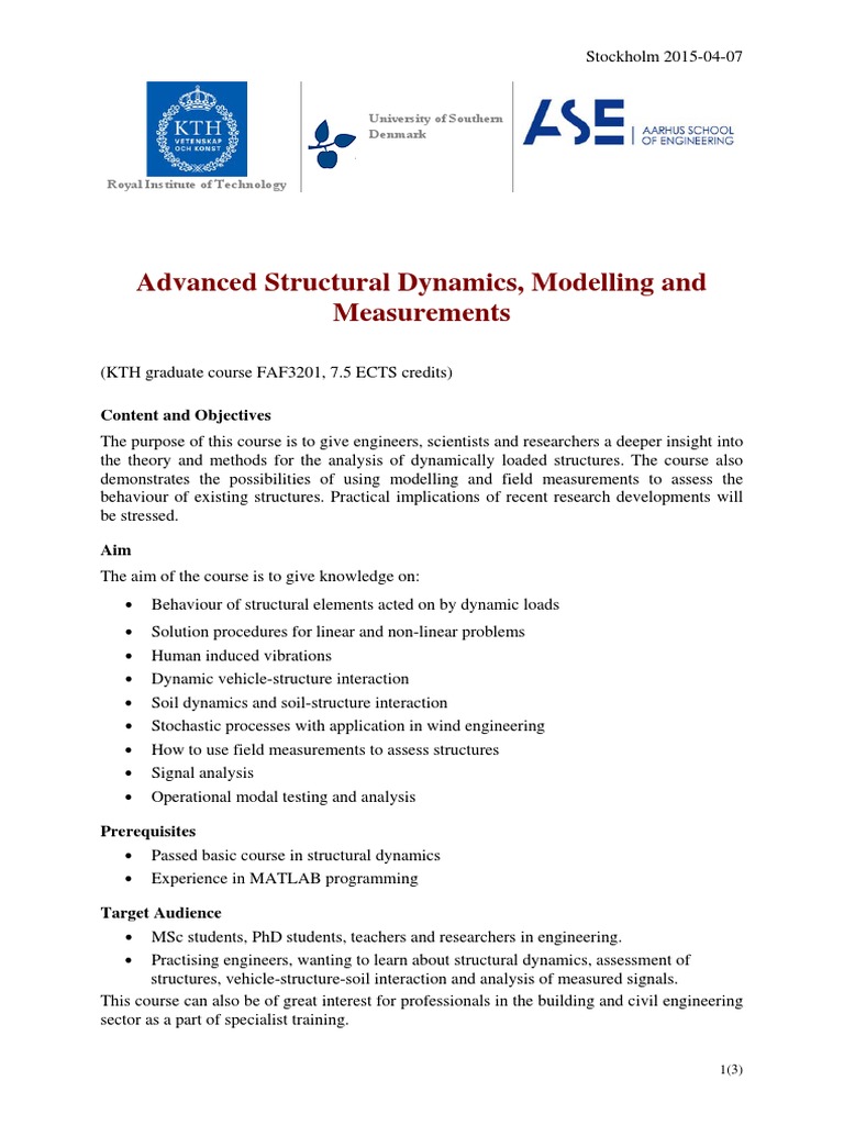 Advanced Structural Dynamics Course Overview | PDF | Engineering ...