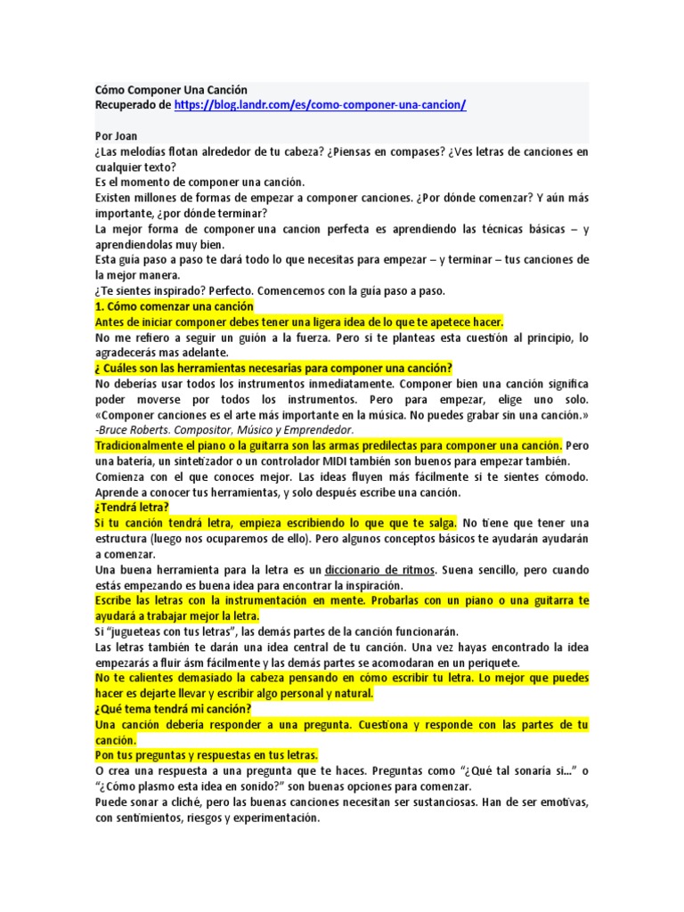 Guía para Componer una Canción | PDF | Canciones | Melodía
