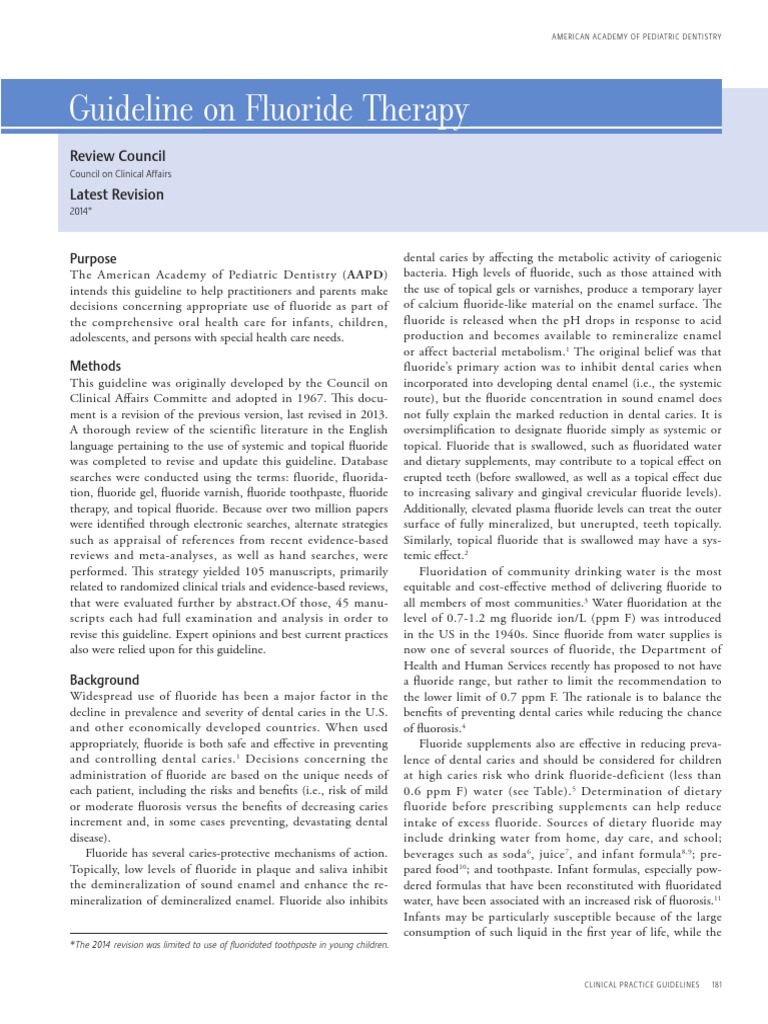 Guideline On Fluoride Therapy Review Council Latest Revision PDF