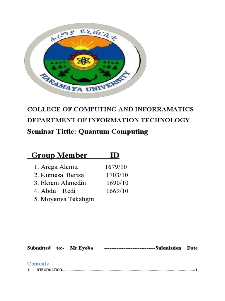 Seminar of Quantum Computing | PDF | Quantum Computing | Quantum Mechanics