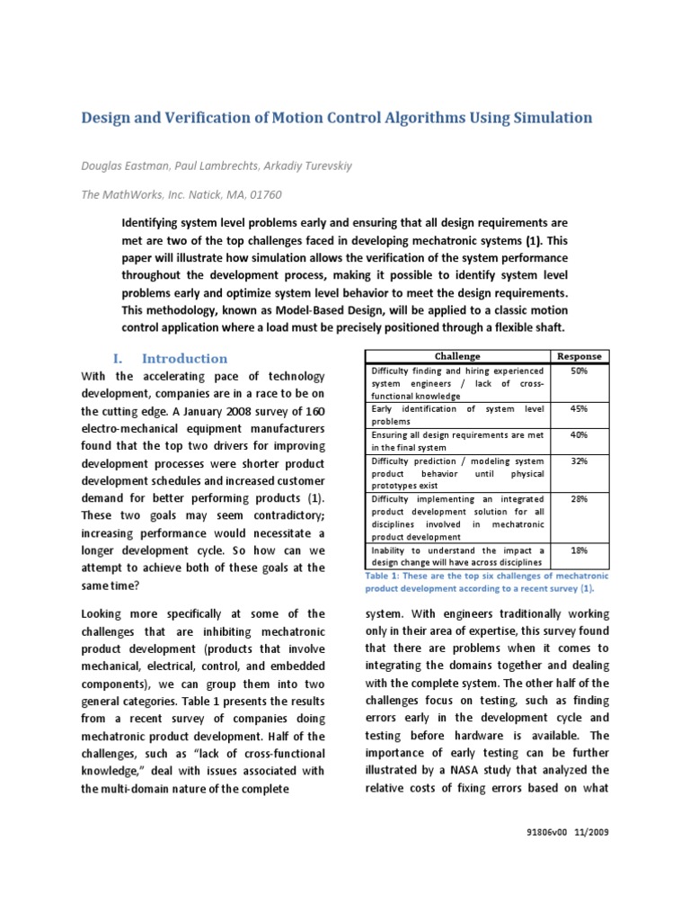 Design Anf Verification of Motion Control Algrothms | PDF