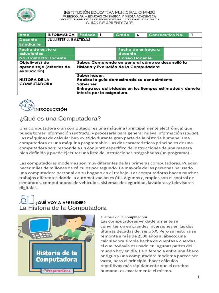 Historia y Evolución de la Computadora | PDF | Informática | Aprendizaje