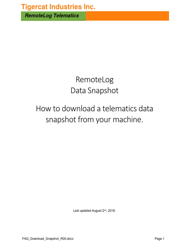 Remotelog Data Snapshot How To Download A Telematics Data Snapshot From