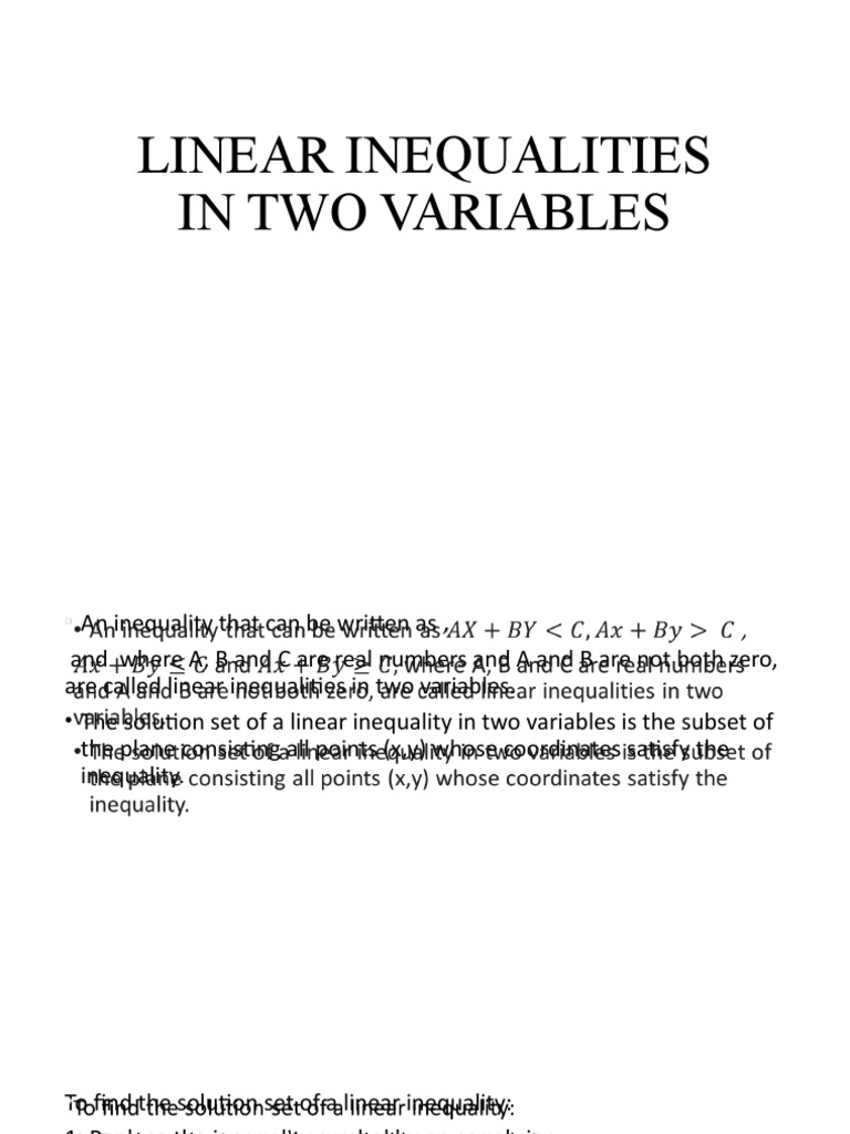 Understanding Linear Inequalities in Two Variables | PDF