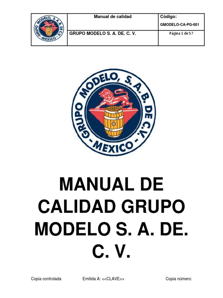 Manual de Calidad Grupo Modelo  | PDF | Calidad (comercial) | Sistema de  manejo de calidad