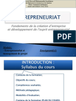 Entrepreneuriat 4 Syllabus Du Cours