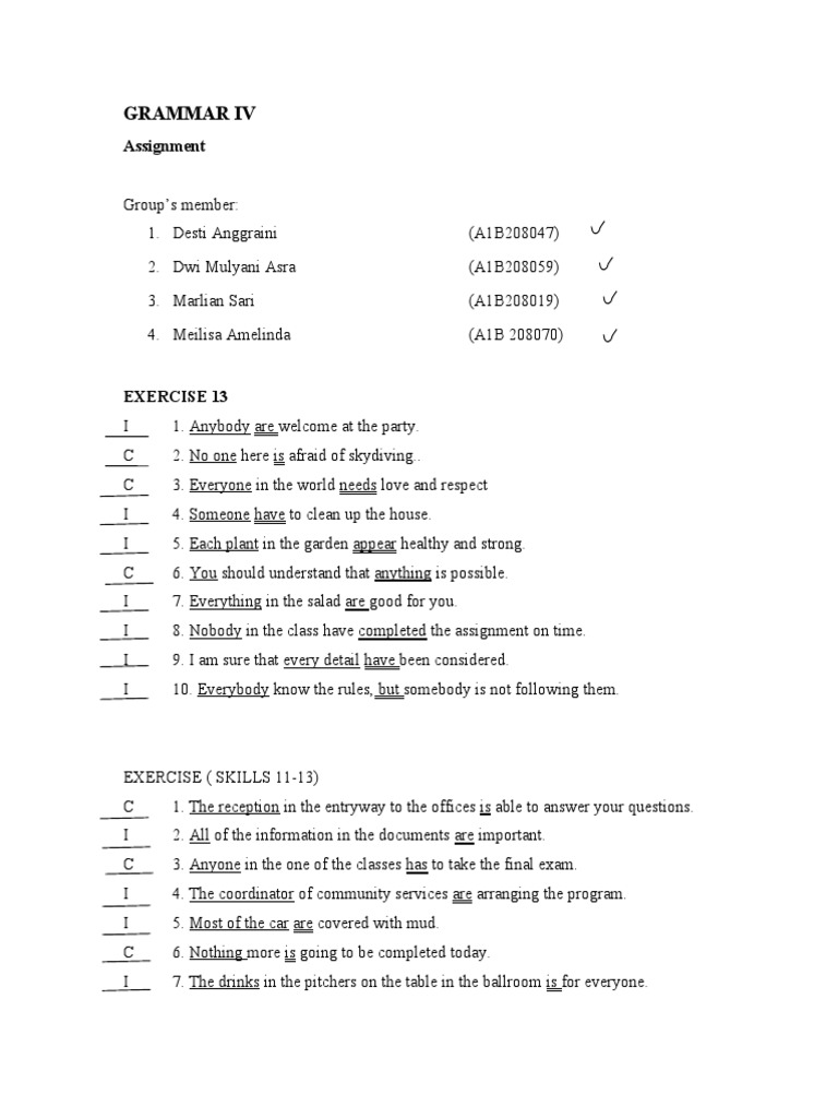Grammar Iv: Assignment | PDF