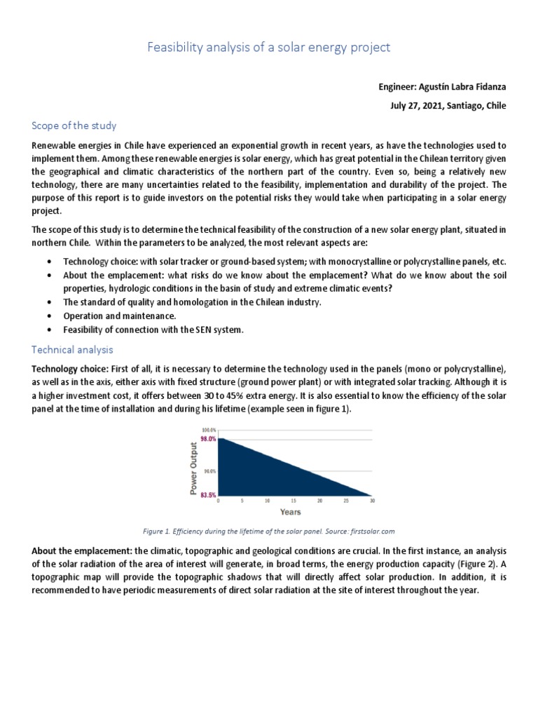 Solar Project Feasibility Study in Chile | PDF | Photovoltaics | Solar ...
