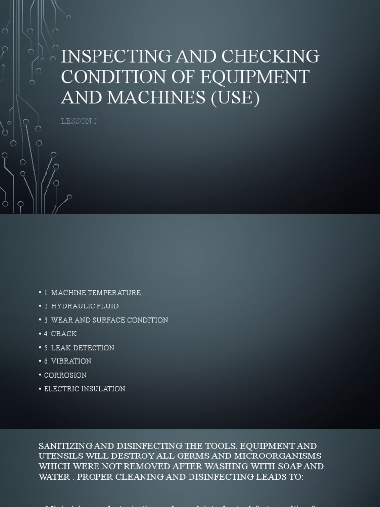 Equipment Inspection and Sanitization Guide | PDF | Disinfectant | Water