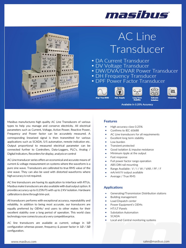 Masibus DADVDWDVADHDPF R6F 1217 AC Line Transducer
