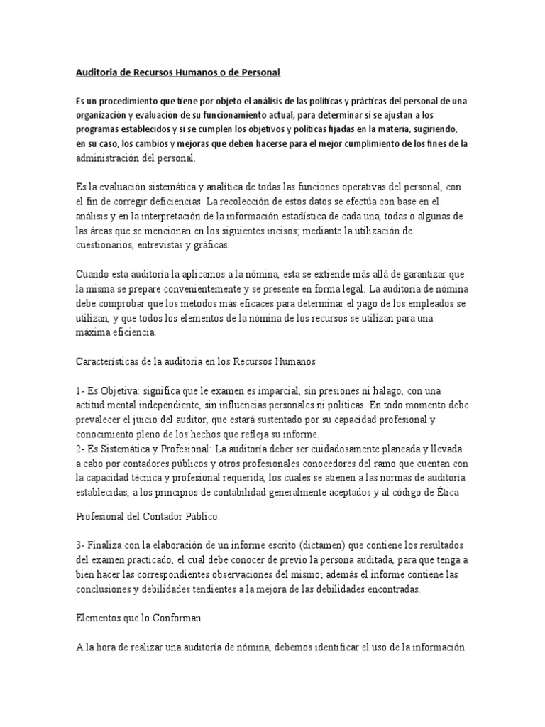 Introducir 100+ imagen modelo de informe de auditoria de nomina