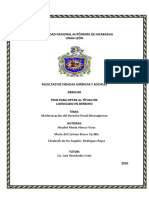 Universidad Nacional Autónoma de Nicaragua Unan León: Modernización Del Derecho Penal Nicaragüense