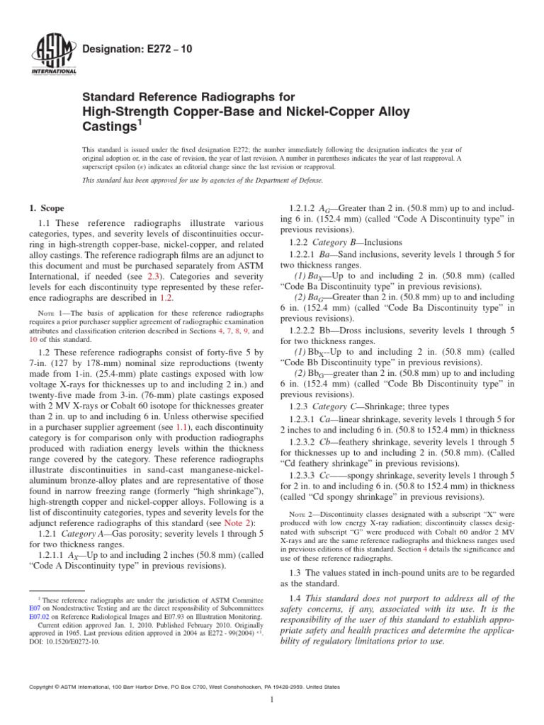 HighStrength CopperBase and NickelCopper Alloy Castings Standard