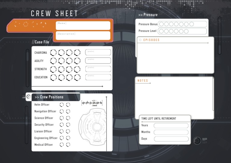 Those Dark Places Character Sheet Colour PDF